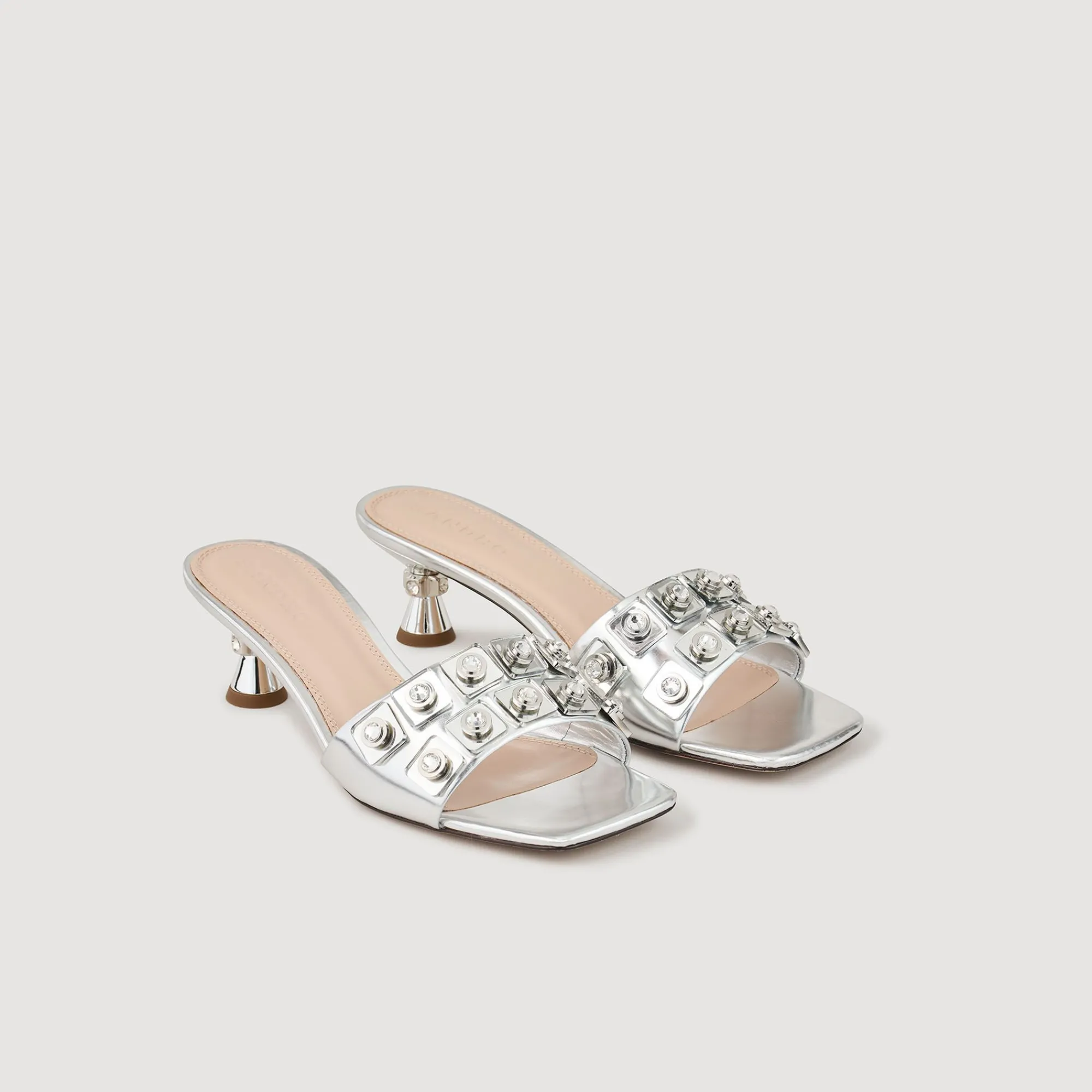 zapatos_destalonados_de_cuero_metalizado_2.webp Sandalias De Tacón<Sandro Paris Zapatos Destalonados De Cuero Metalizado